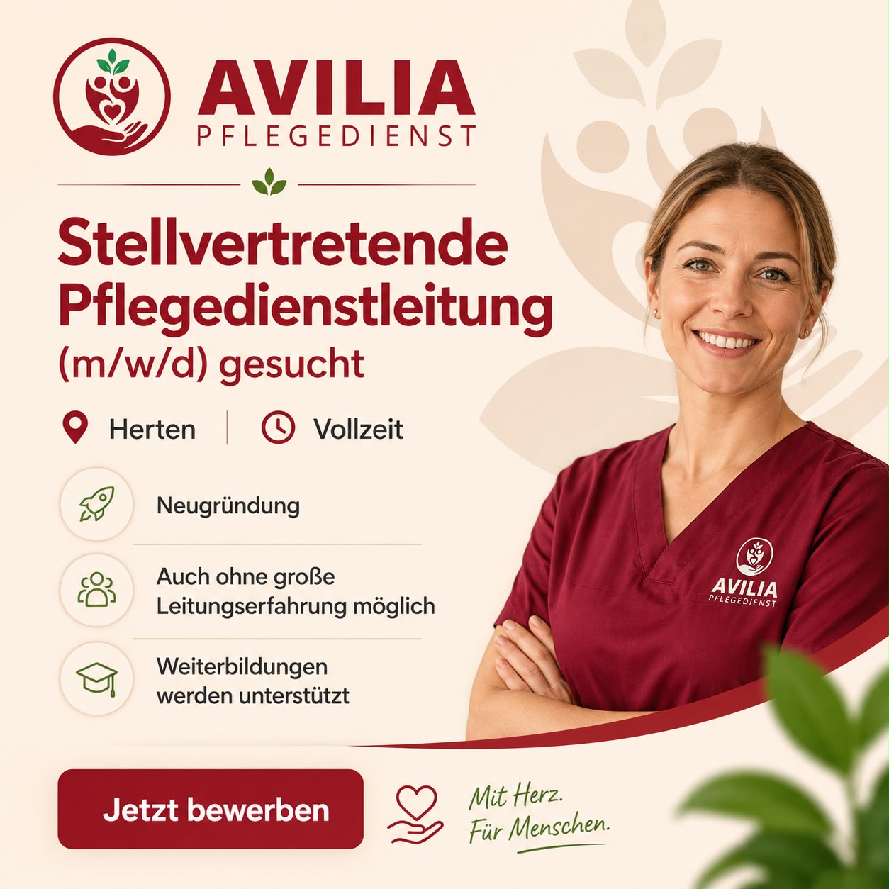 Stellenflyer: Stellvertretende Pflegedienstleitung in Vollzeit für den Standort Herten gesucht